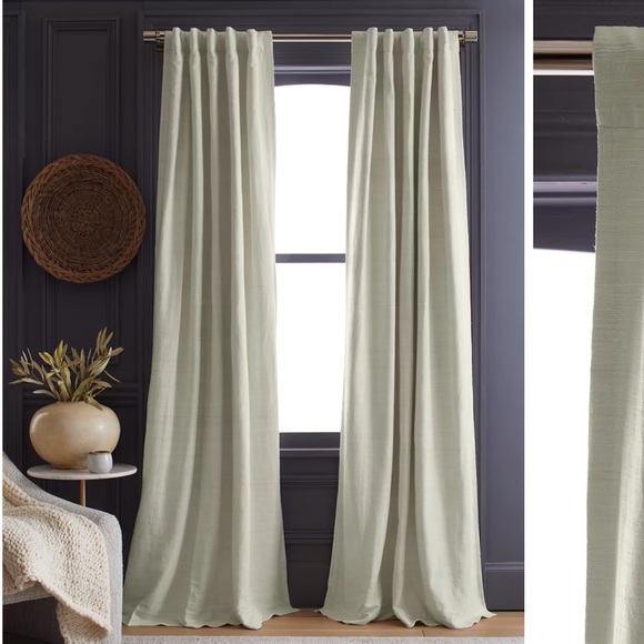 QUINCE Set Of 2 48x84 Raw Silk Room Darkening Curtains Ivory 4807
